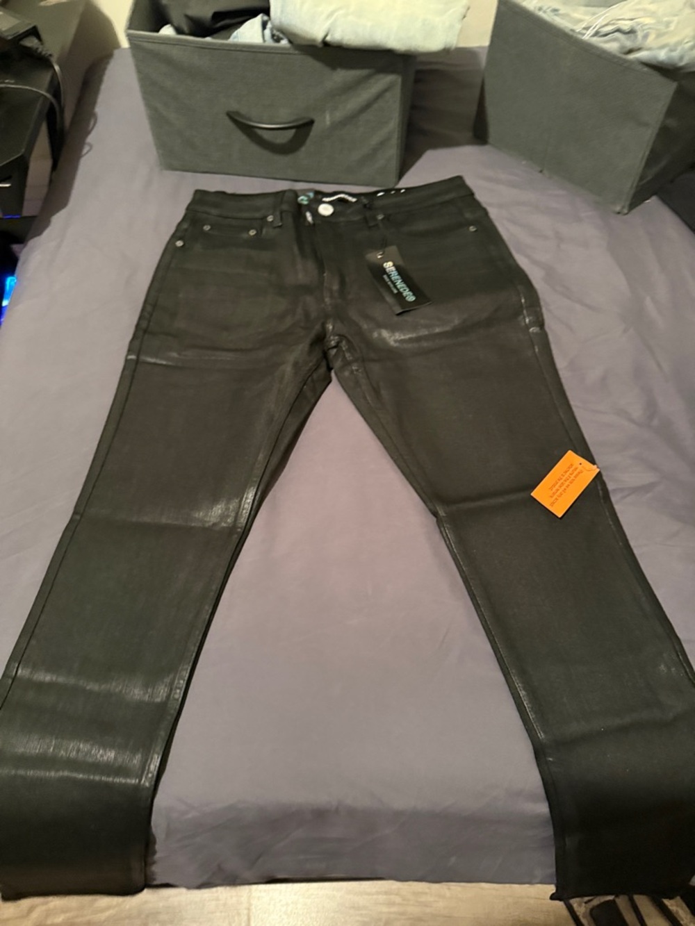 Slim Black Coated Men's Skinny Jeans